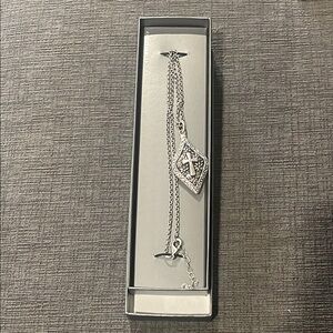 Hallmark Silver Double Sided Pendant Necklace with Cross/Heart & Love.